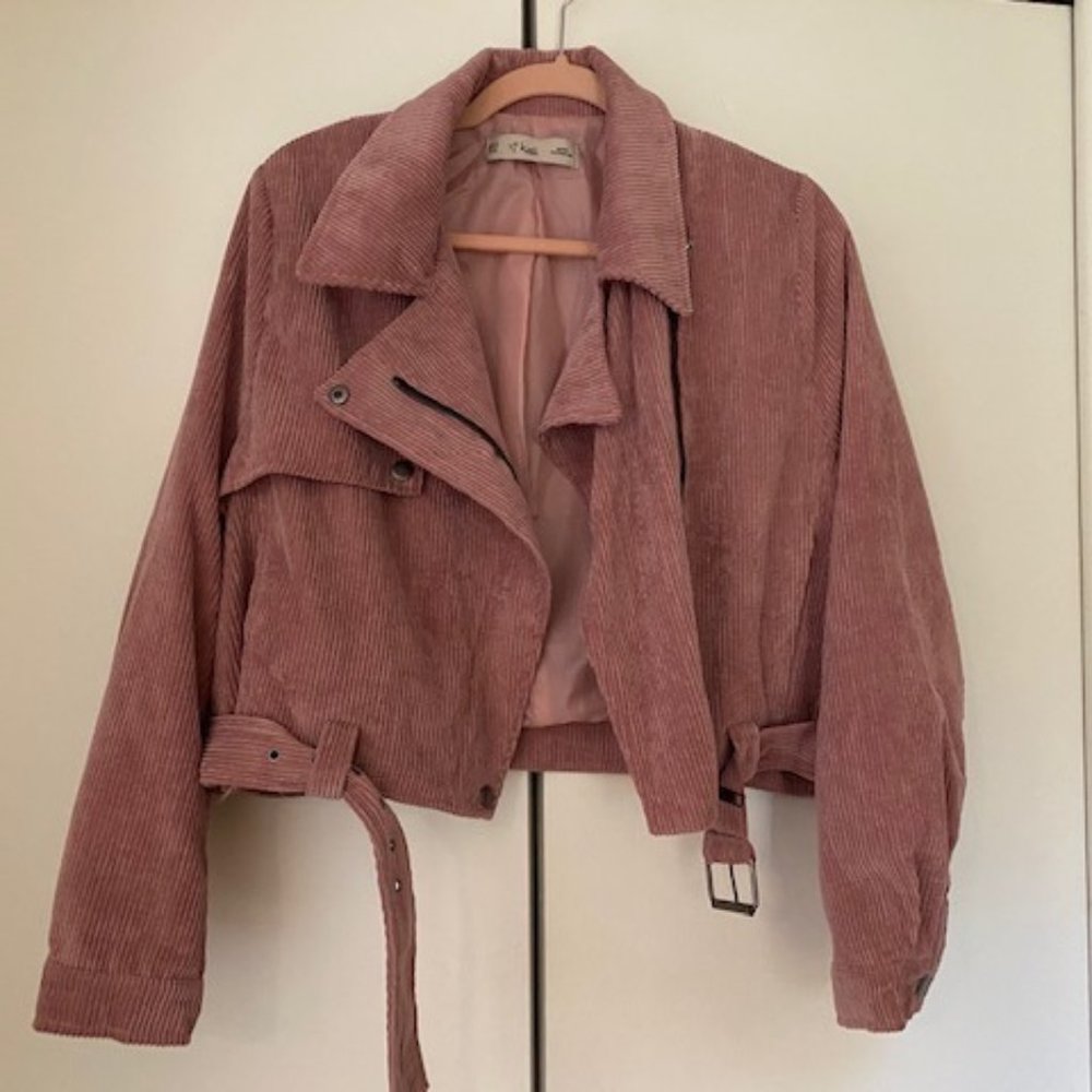 Pink Velver Biker Jacket